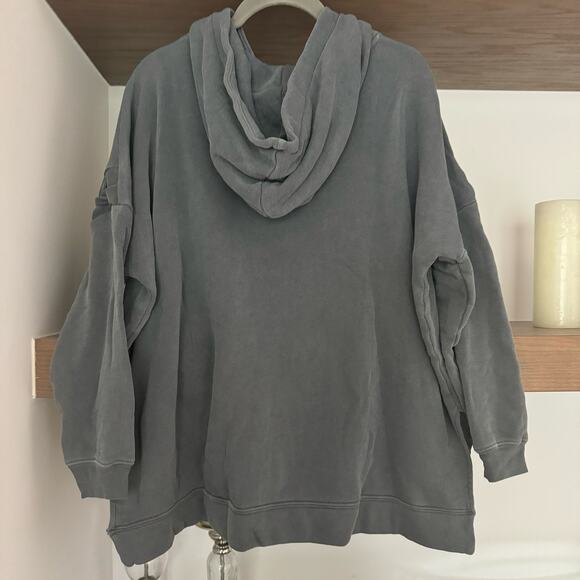 Avocado Lace Up Sleeve Hooded Sweatshirt in Blue - Picture 4 of 5